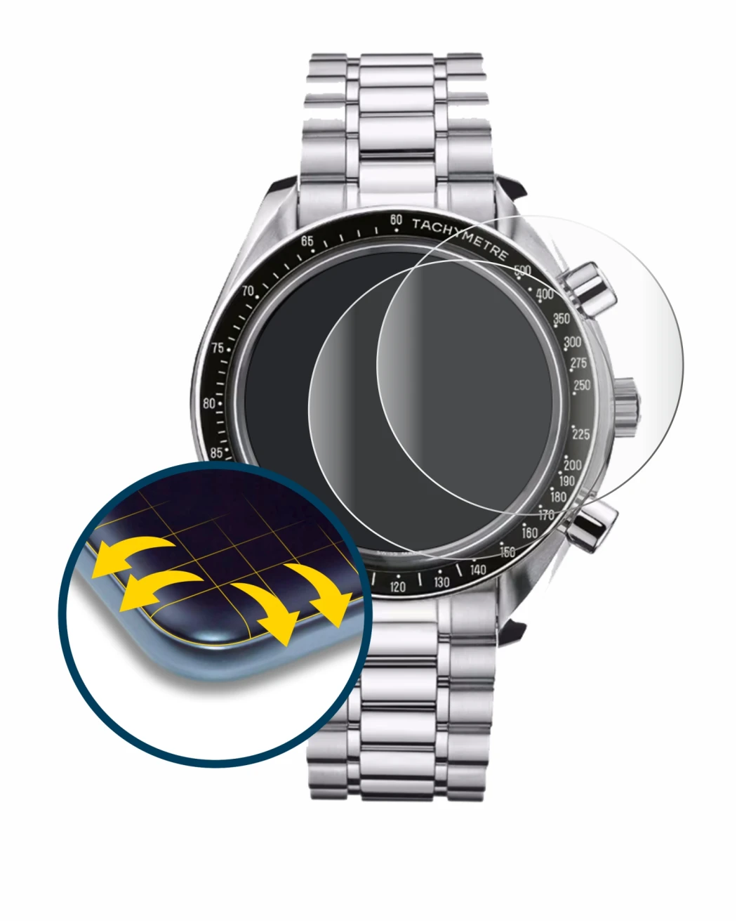 Immagine del dispositivo Omega Speedmaster Reduced (39 mm) con un'ampia varietà di protezioni per lo schermo.