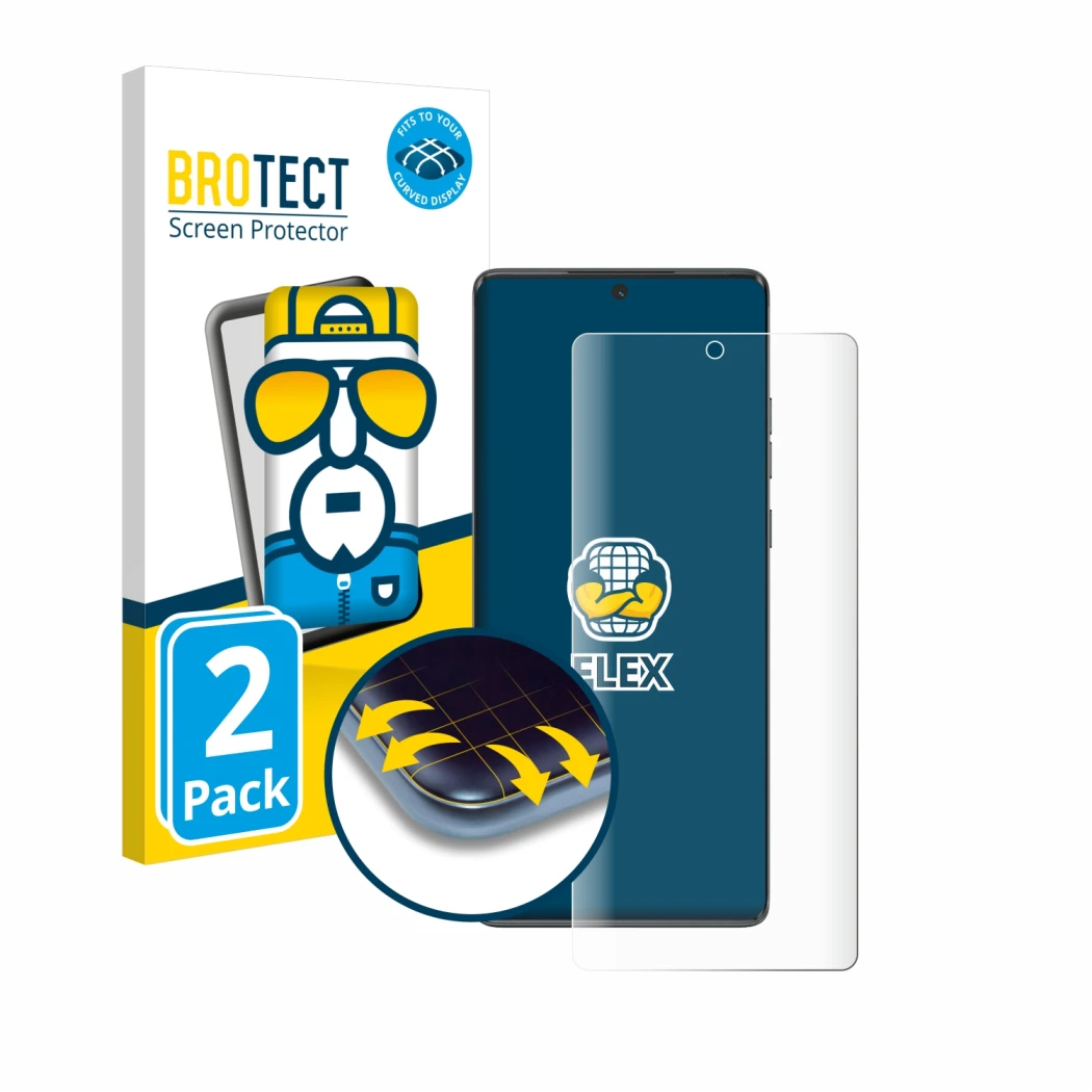 Parte frontale di una confezione del prodotto con il logo del marchio BROTECT. Accanto è raffigurato il dispositivo Motorola M