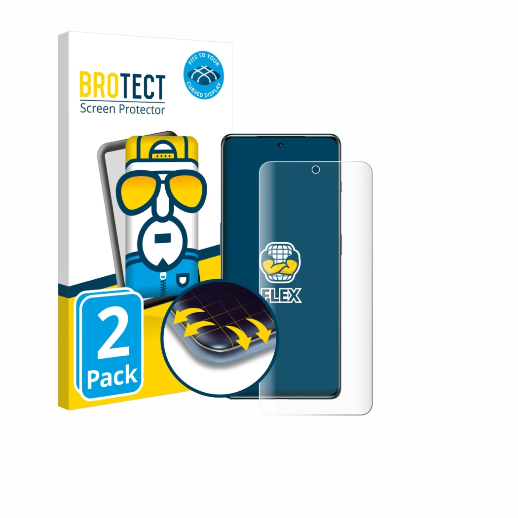 Parte frontale di una confezione del prodotto con il logo del marchio BROTECT. Accanto è raffigurato il dispositivo OnePlus Ac