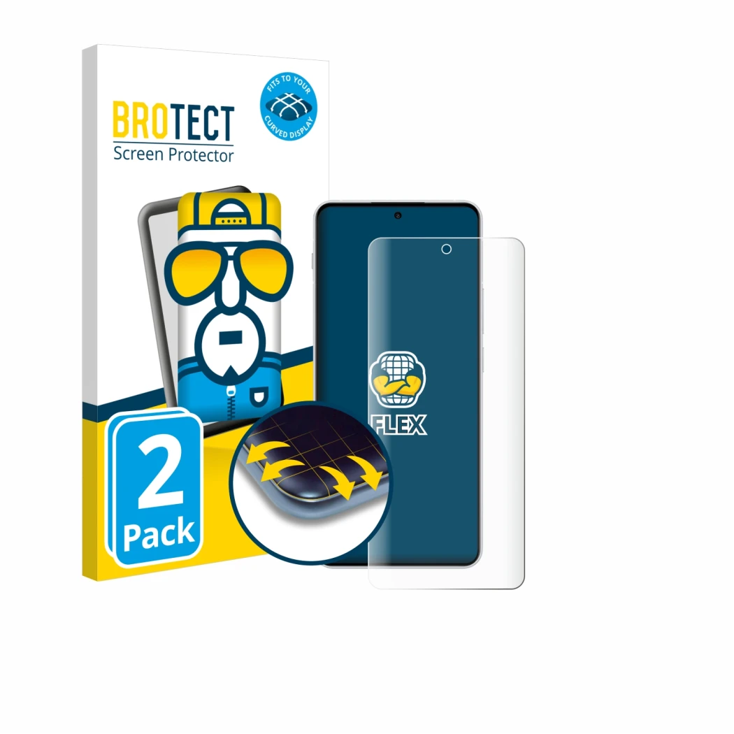 Parte frontale di una confezione del prodotto con il logo del marchio BROTECT. Accanto è raffigurato il dispositivo OnePlus No