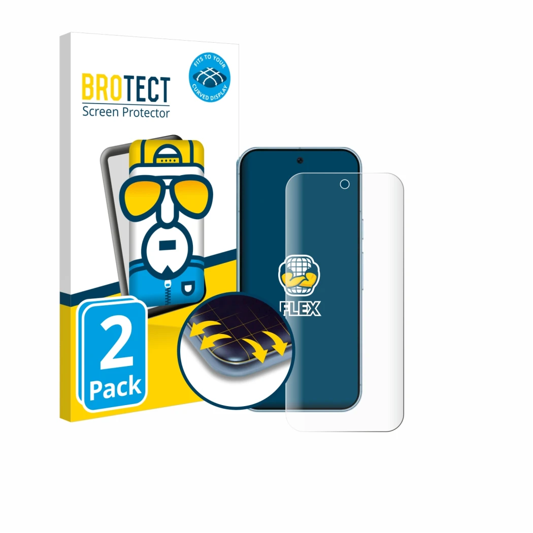 Parte frontale di una confezione del prodotto con il logo del marchio BROTECT. Accanto è raffigurato il dispositivo Google Pix