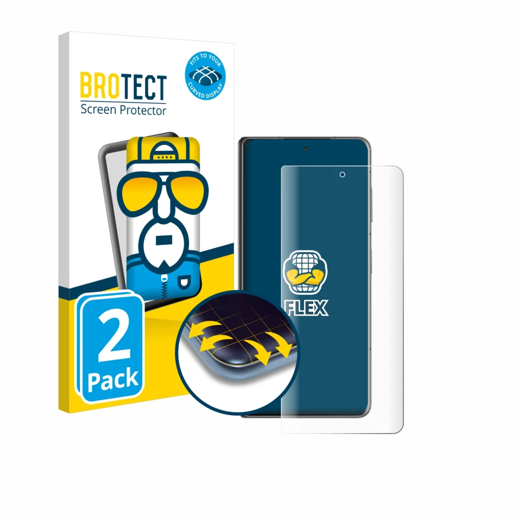 Parte frontale di una confezione del prodotto con il logo del marchio BROTECT. Accanto è raffigurato il dispositivo Honor Magi
