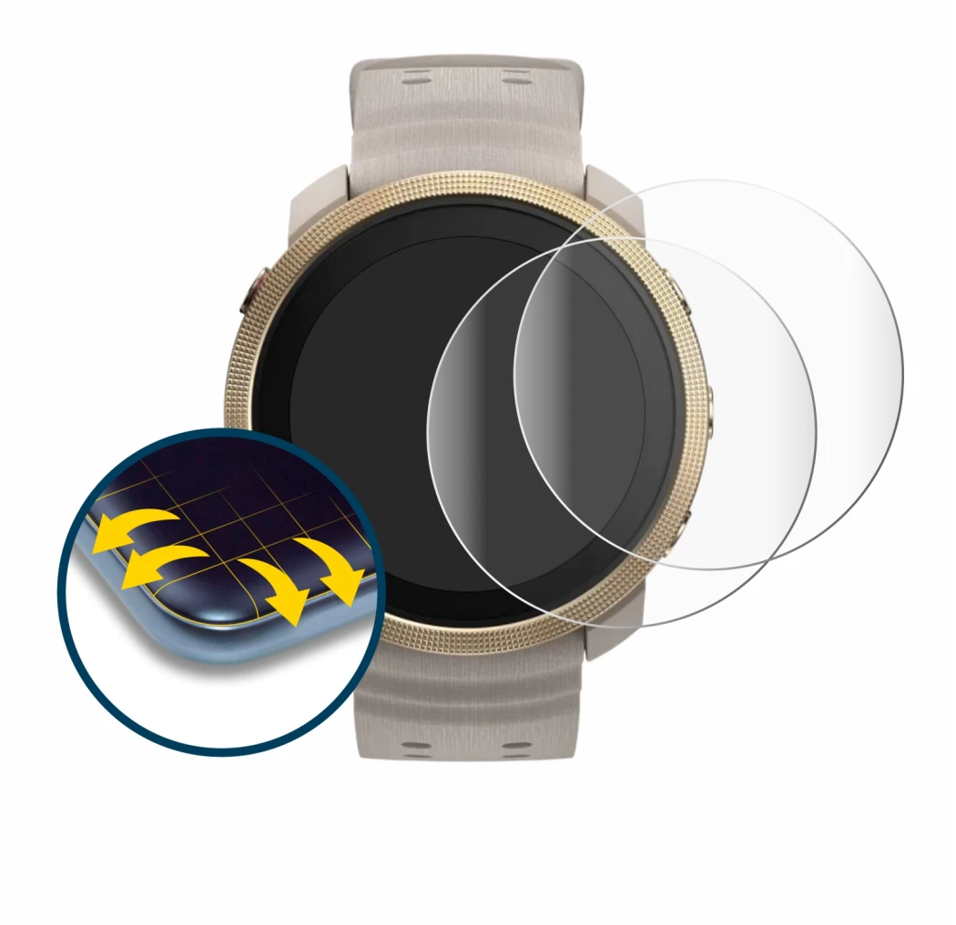 Immagine del dispositivo Polar Vantage M3 con un'ampia varietà di protezioni per lo schermo.