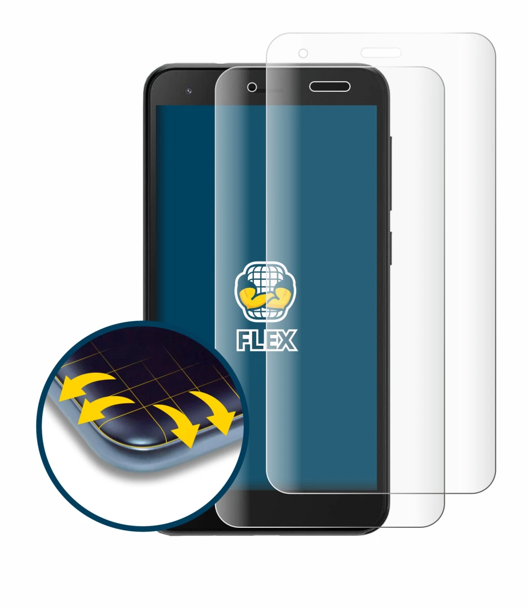 Immagine del dispositivo ZTE Blade A35 lite con un'ampia varietà di protezioni per lo schermo.