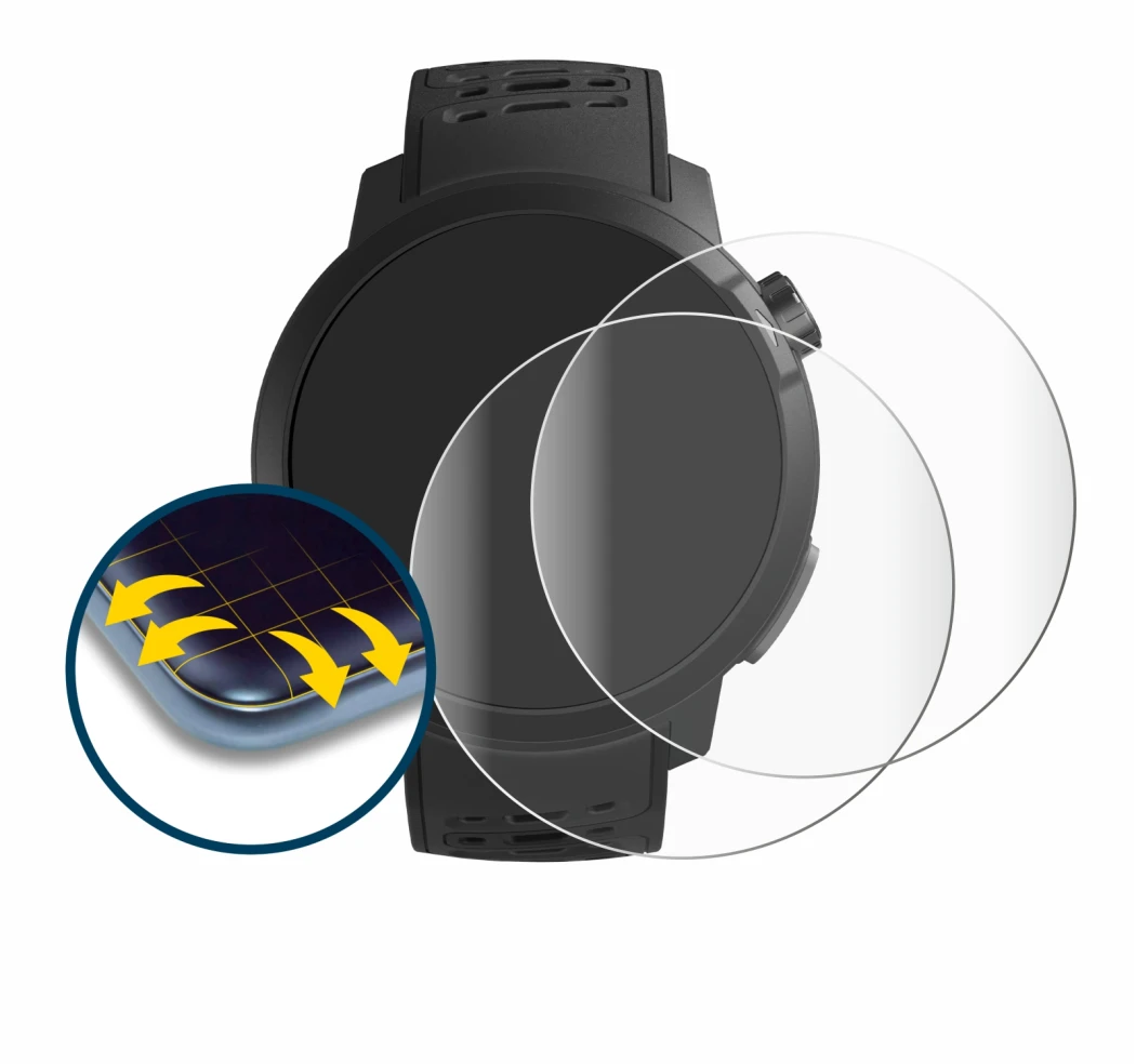 Immagine del dispositivo Coros Pace Pro con un'ampia varietà di protezioni per lo schermo.