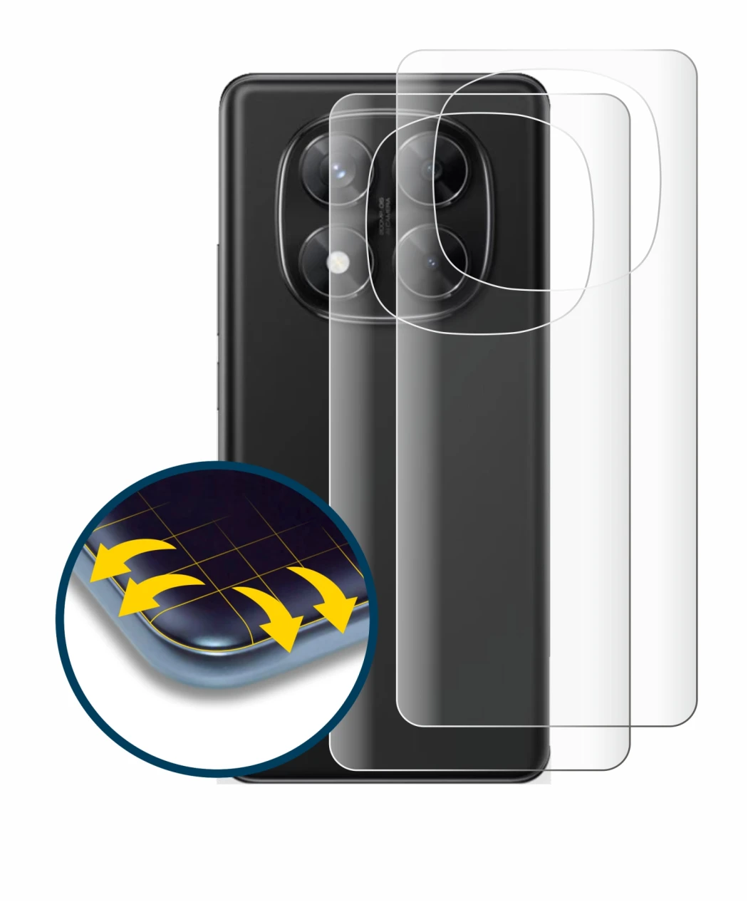 Immagine del dispositivo Xiaomi Redmi Note 14 Pro (Posteriore) con un'ampia varietà di protezioni per lo schermo.