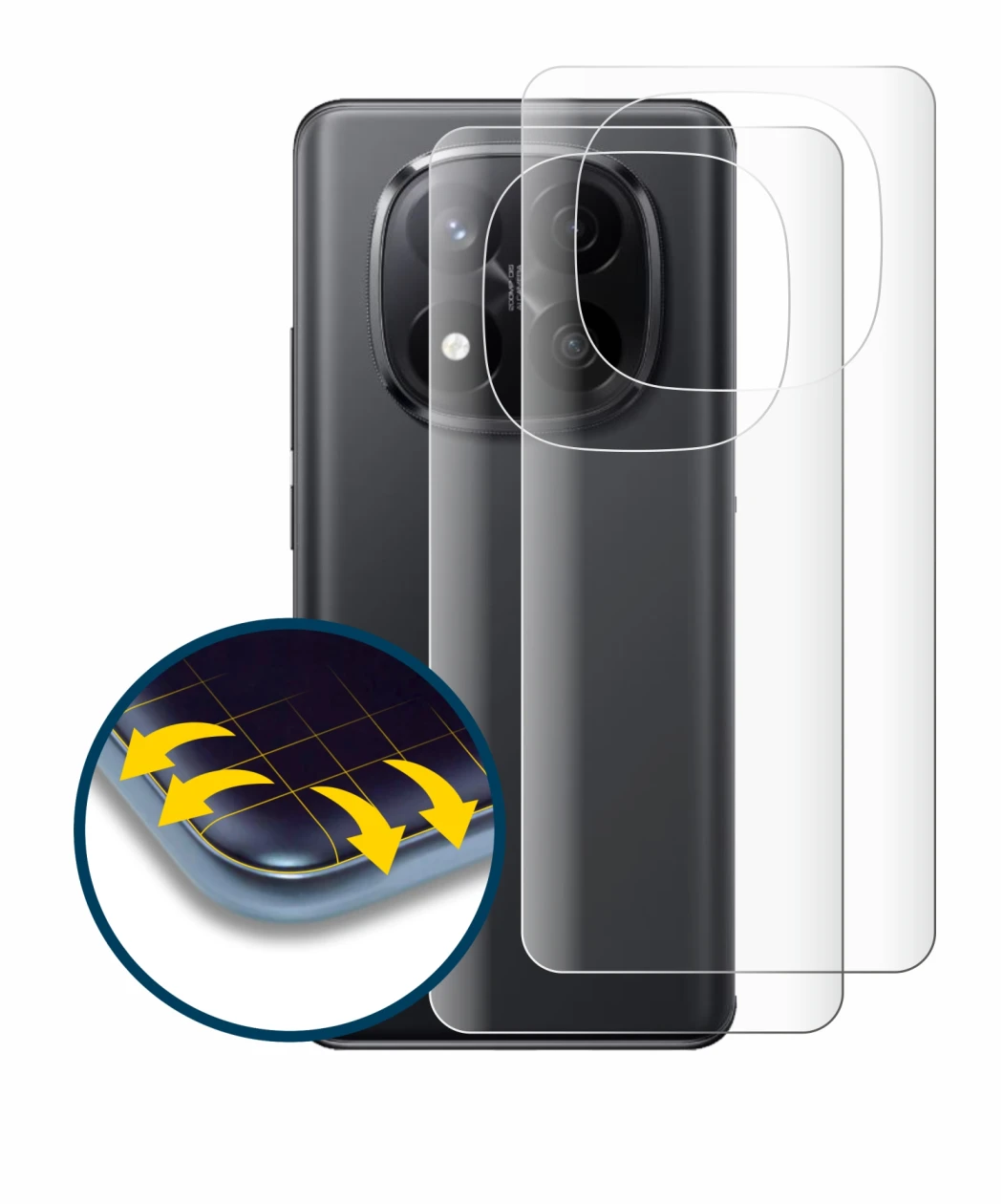 Immagine del dispositivo Xiaomi Redmi Note 14 Pro Plus (Posteriore) con un'ampia varietà di protezioni per lo schermo.