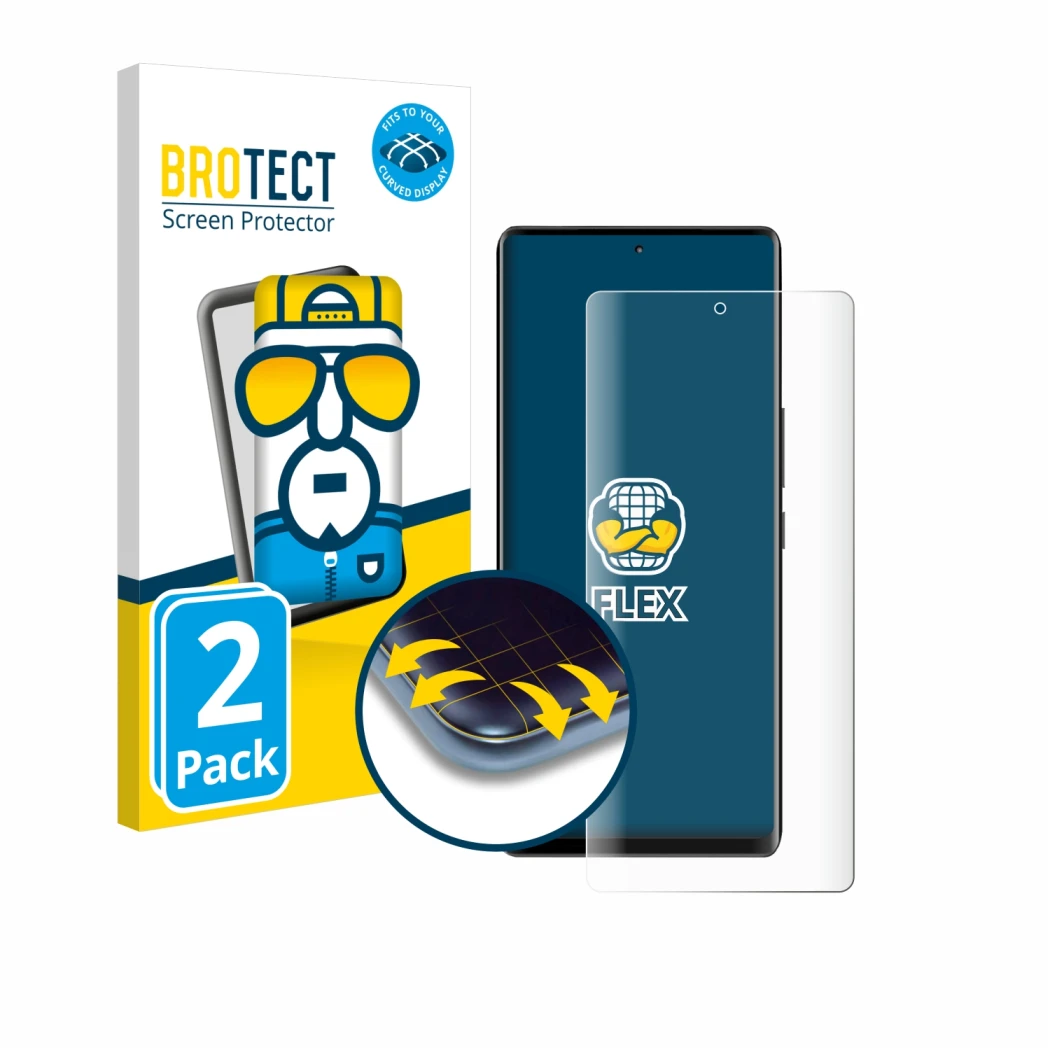 Parte frontale di una confezione del prodotto con il logo del marchio BROTECT. Accanto è raffigurato il dispositivo Volla Phon