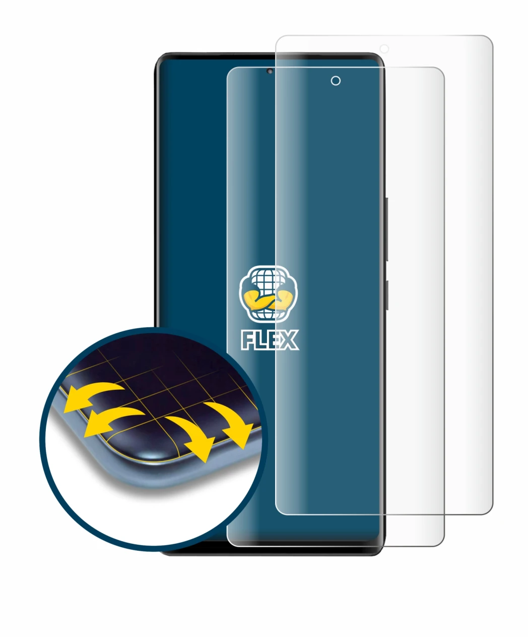 Immagine del dispositivo Volla Phone Quintus con un'ampia varietà di protezioni per lo schermo.