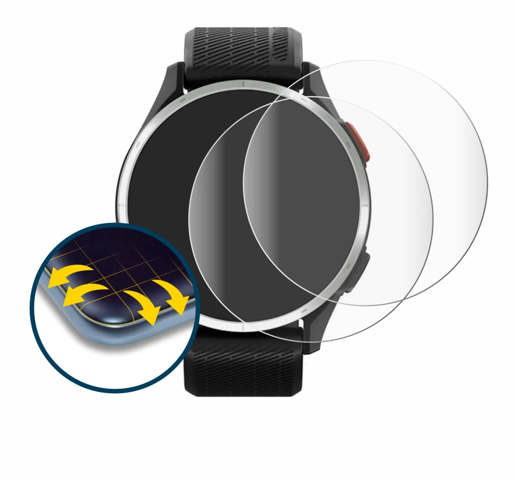 Immagine del dispositivo Garmin Approach S44 con un'ampia varietà di protezioni per lo schermo.