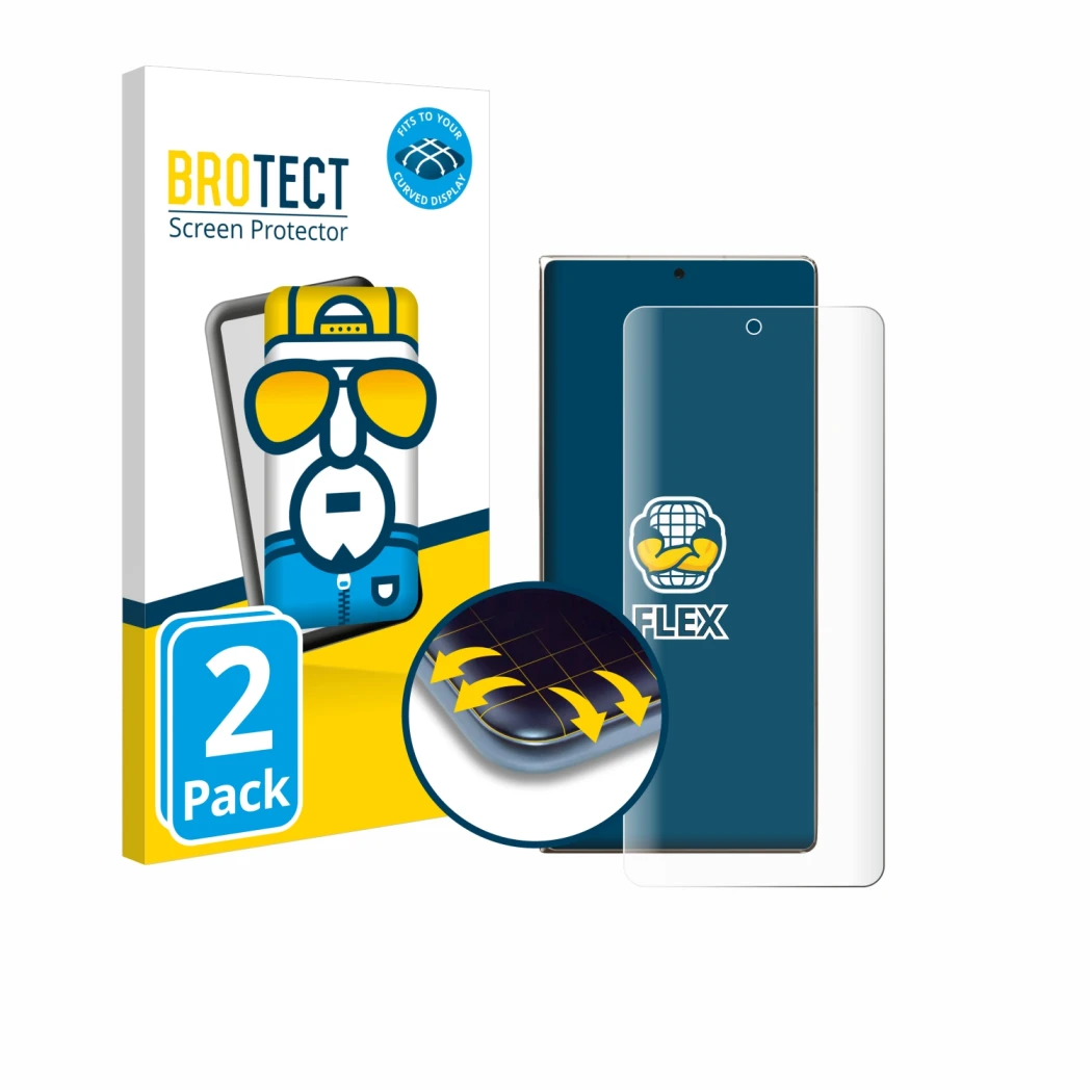 Parte frontale di una confezione del prodotto con il logo del marchio BROTECT. Accanto è raffigurato il dispositivo Huawei Mat