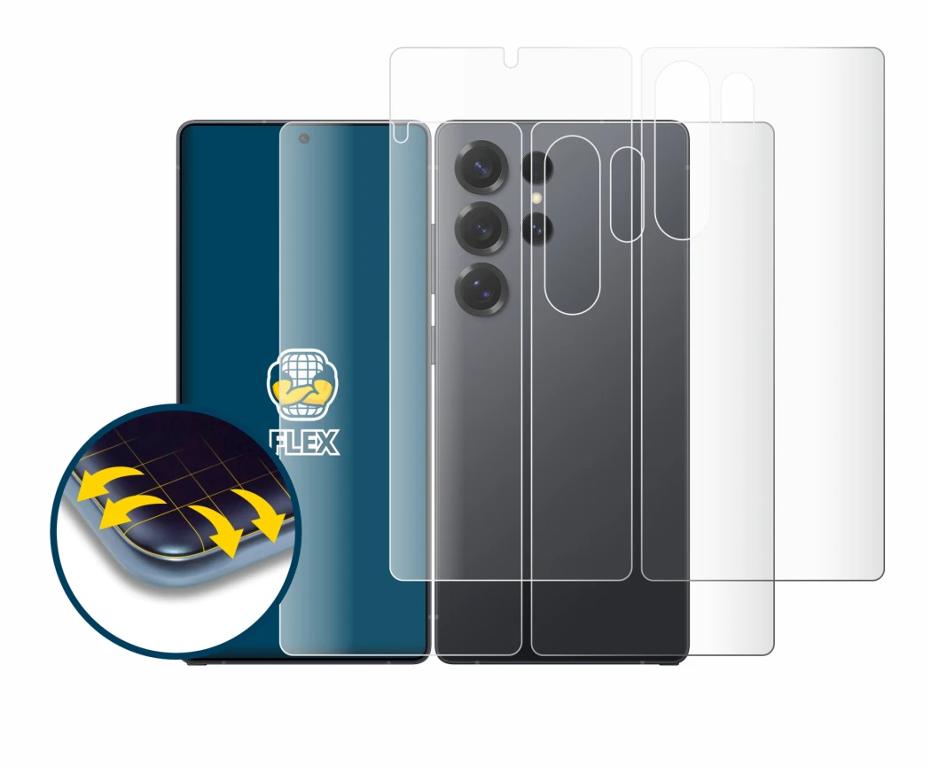 Immagine del dispositivo Samsung Galaxy S25 Ultra Enterprise Edition (Fronte+Retro) con un'ampia varietà di protezioni per lo 