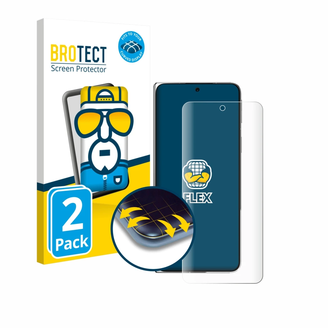 Parte frontale di una confezione del prodotto con il logo del marchio BROTECT. Accanto è raffigurato il dispositivo Oppo Find