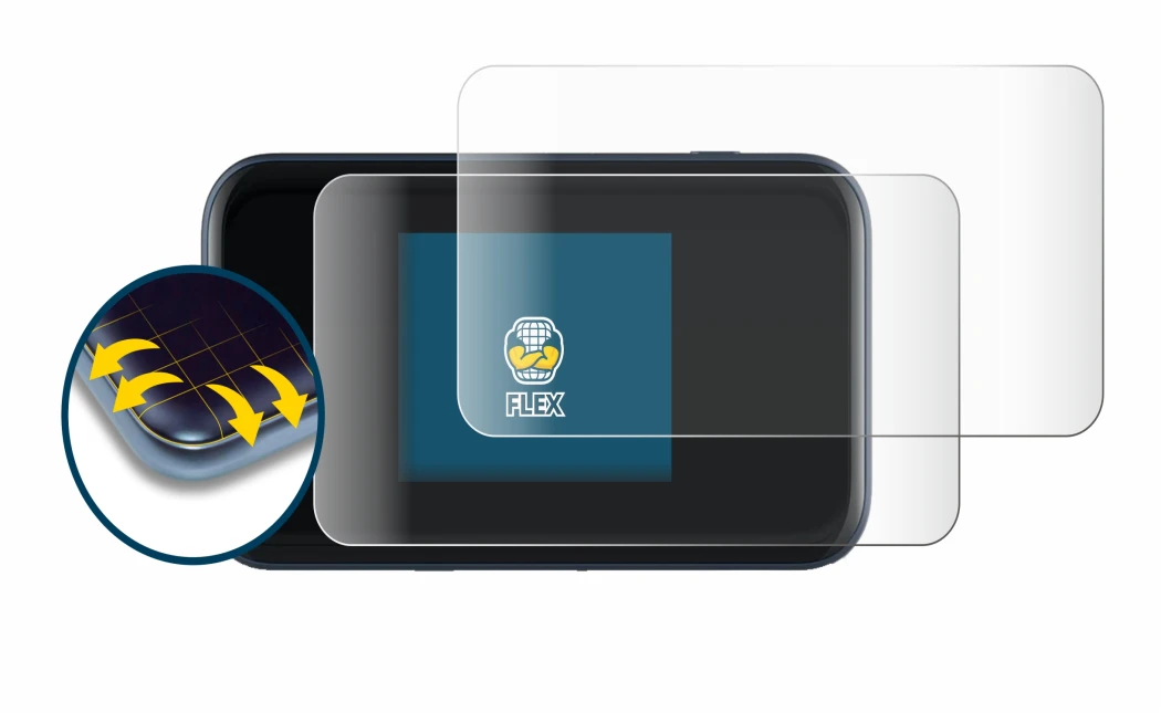 Immagine del dispositivo ZTE MU5002 con un'ampia varietà di protezioni per lo schermo.