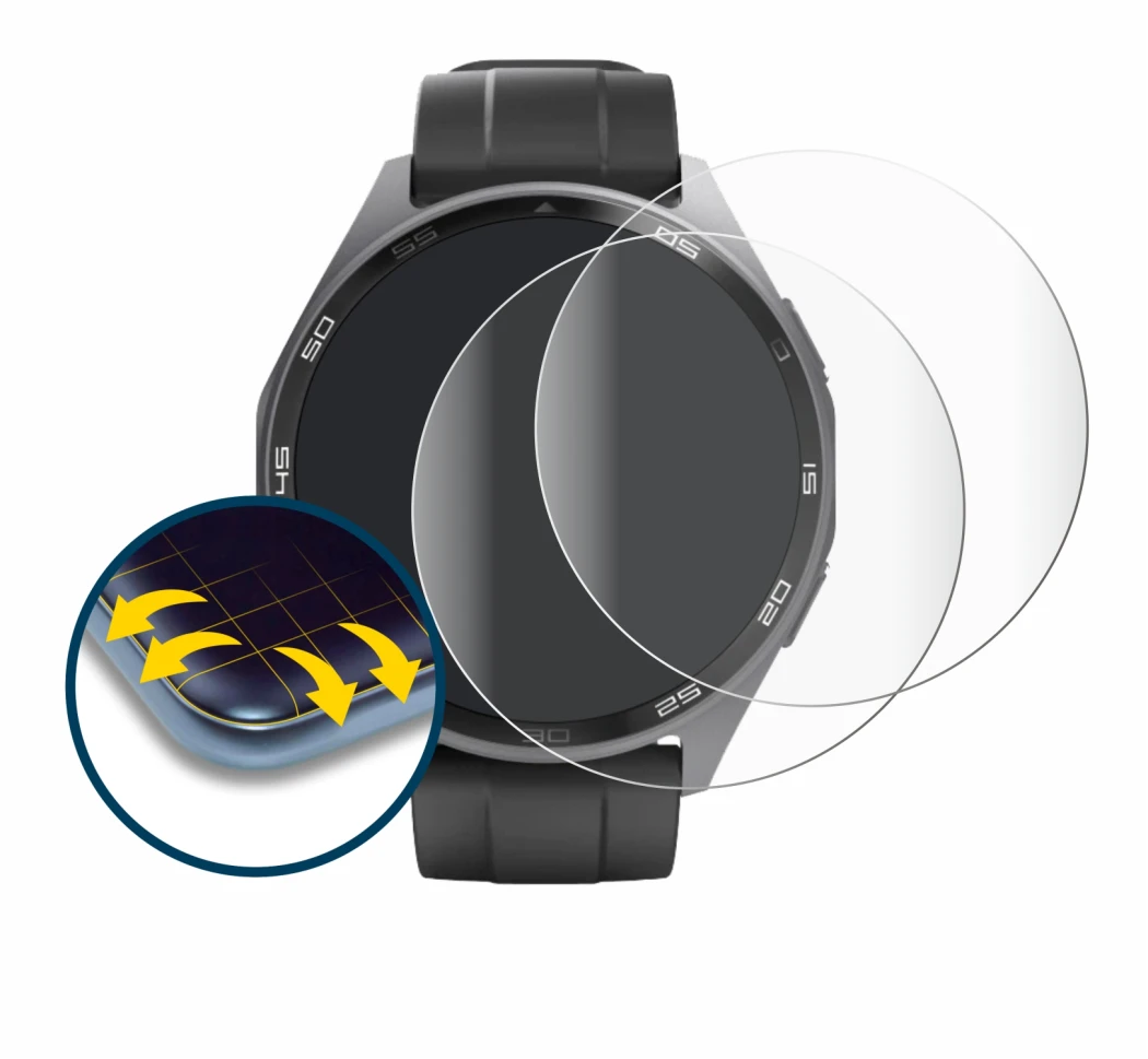 Immagine del dispositivo Hama Smartwatch 7010 con un'ampia varietà di protezioni per lo schermo.