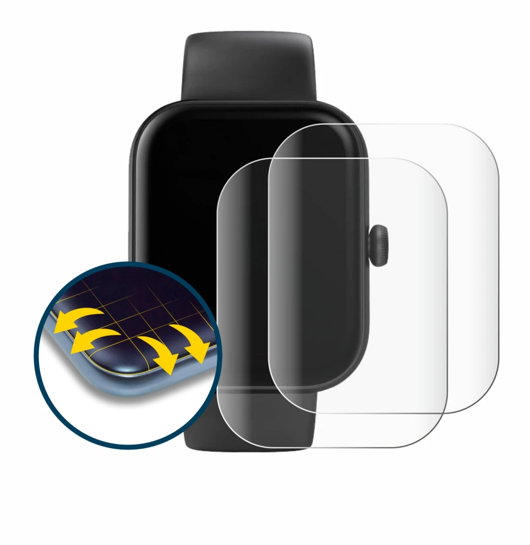 Immagine del dispositivo Hama Smartwatch 5000 con un'ampia varietà di protezioni per lo schermo.