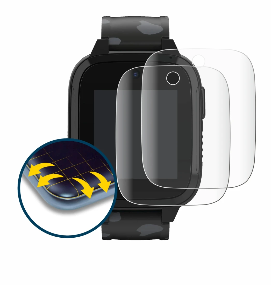 Immagine del dispositivo Xplora XGO3 (2a Gen.) con un'ampia varietà di protezioni per lo schermo.