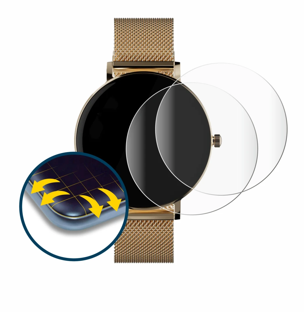Immagine del dispositivo ZenWatch Venice Pro con un'ampia varietà di protezioni per lo schermo.