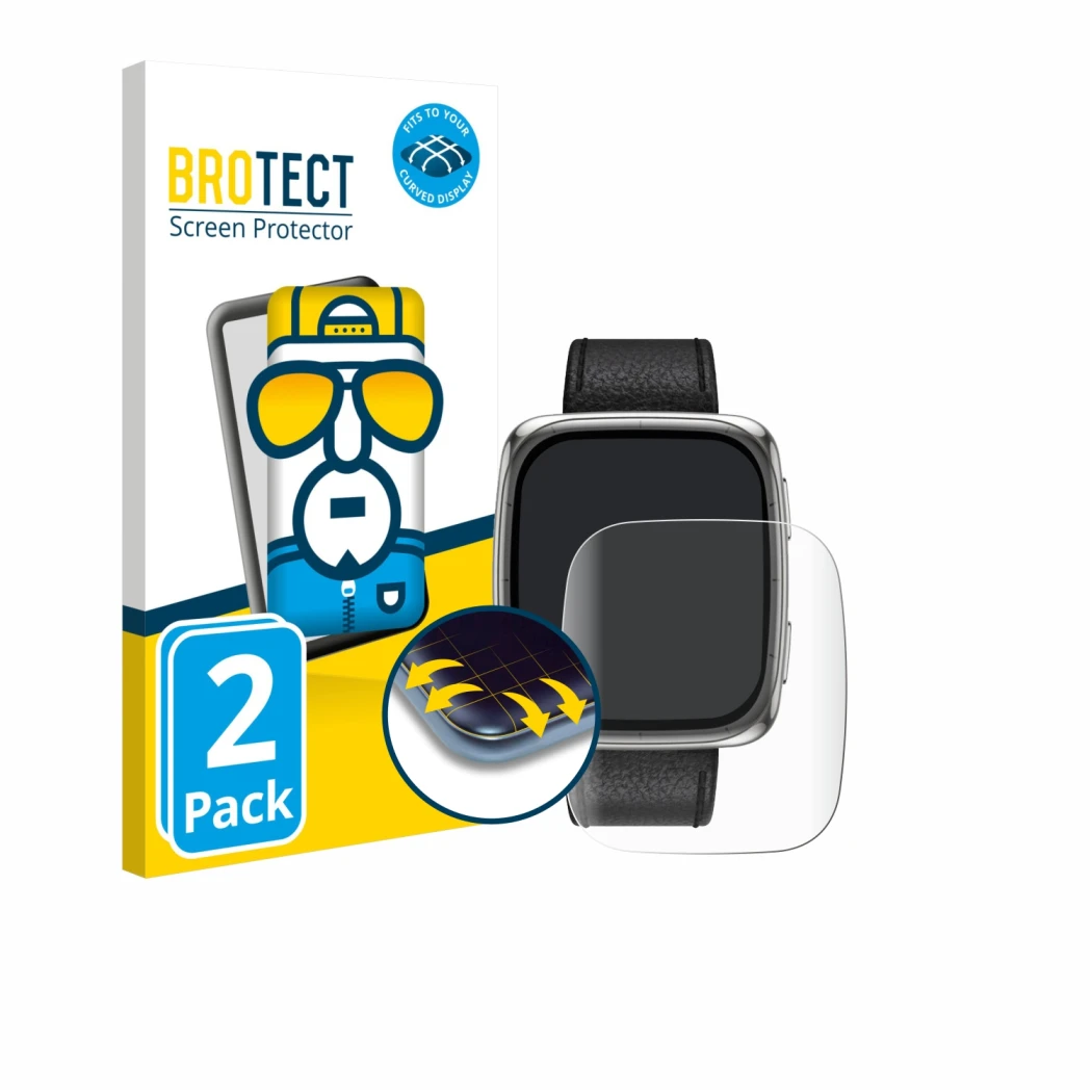 Parte frontale di una confezione del prodotto con il logo del marchio BROTECT. Accanto è raffigurato il dispositivo Amazfit Ac