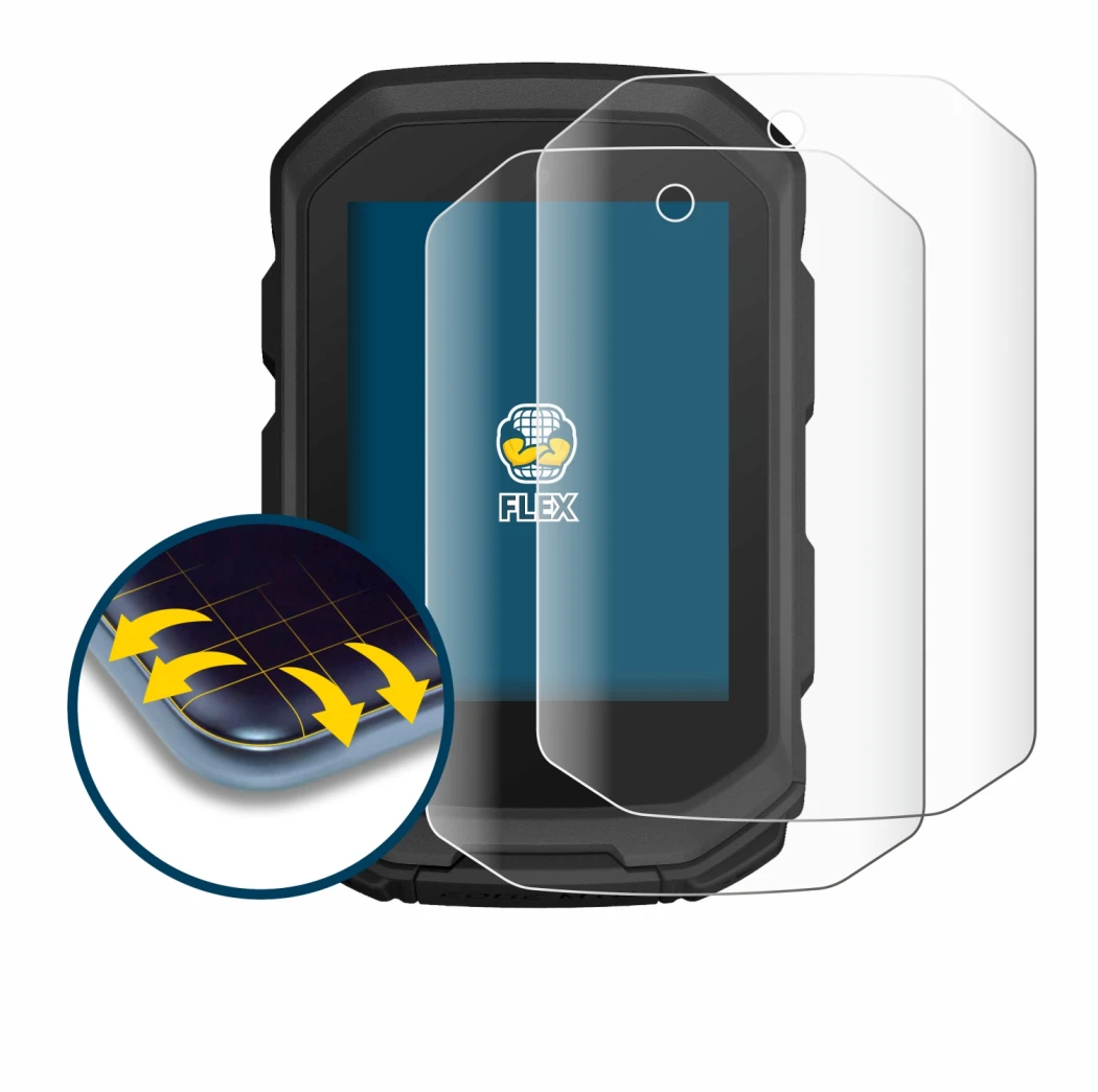 Immagine del dispositivo Garmin Edge MTB con un'ampia varietà di protezioni per lo schermo.