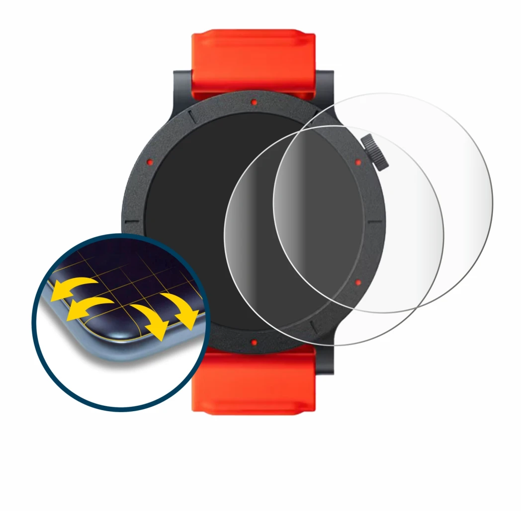 Immagine del dispositivo Nothing CMF Watch 3 Pro con un'ampia varietà di protezioni per lo schermo.