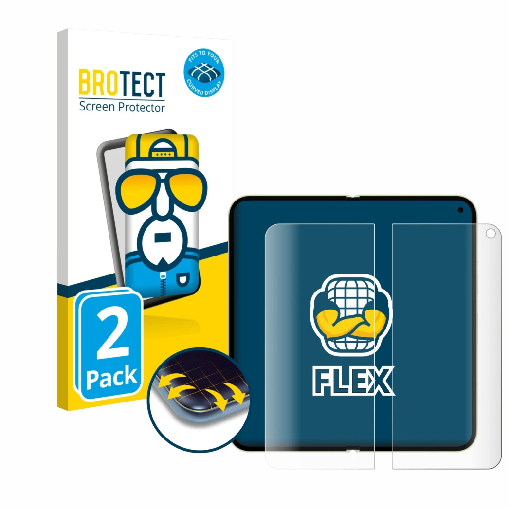 Parte frontale di una confezione del prodotto con il logo del marchio BROTECT. Accanto è raffigurato il dispositivo Google Pix