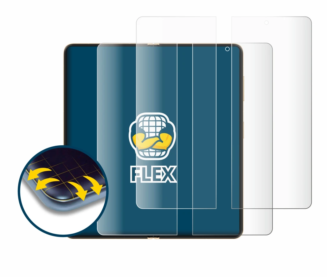 Immagine del dispositivo Honor Magic V5 (Display interno) con un'ampia varietà di protezioni per lo schermo.