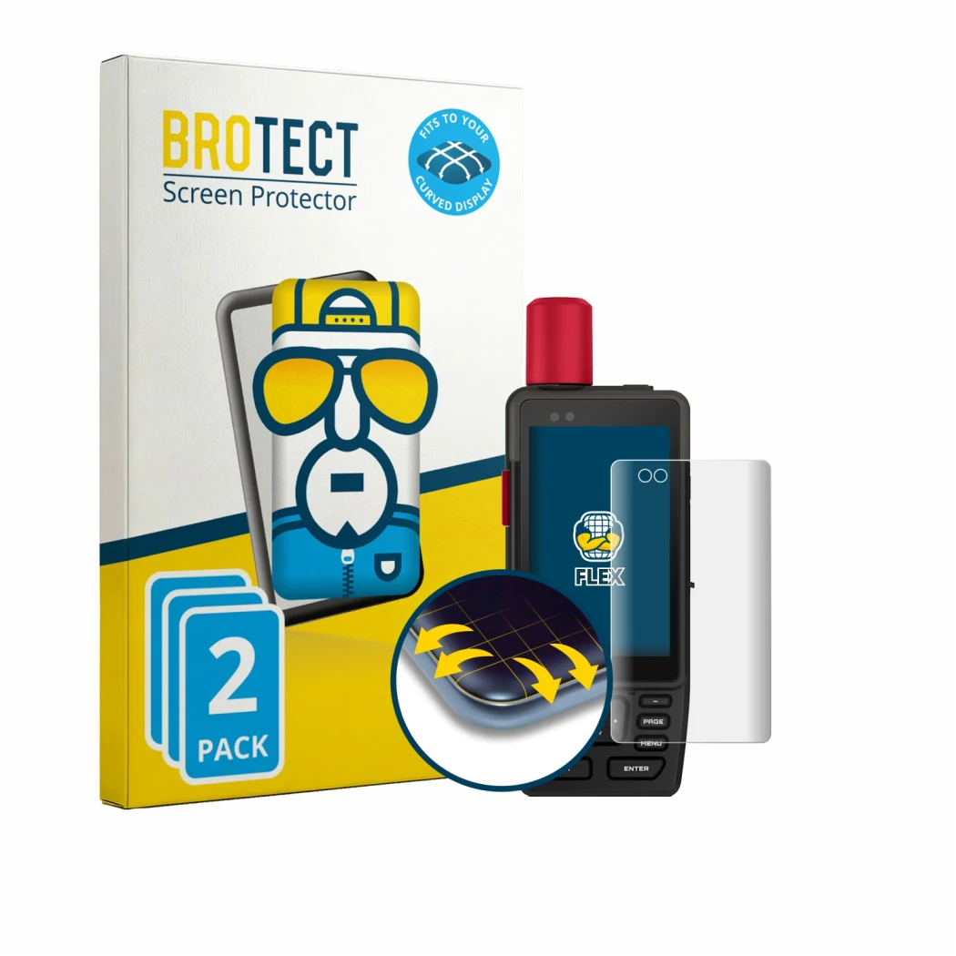 Parte frontale di una confezione del prodotto con il logo del marchio BROTECT. Accanto è raffigurato il dispositivo Garmin GPS