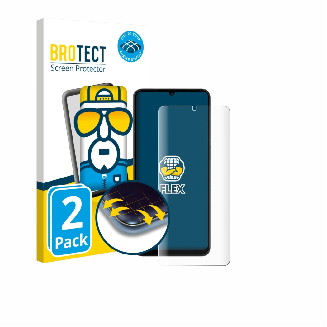 Parte frontale di una confezione del prodotto con il logo del marchio BROTECT. Accanto è raffigurato il dispositivo Honor X5c