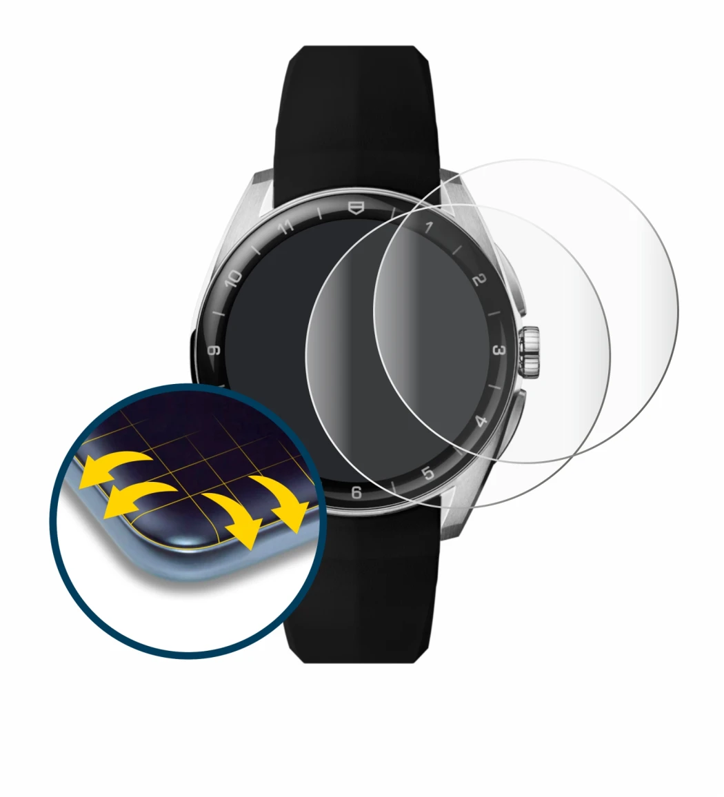 Immagine del dispositivo TAG Heuer Connected Calibre E5 (40 mm) con un'ampia varietà di protezioni per lo schermo.
