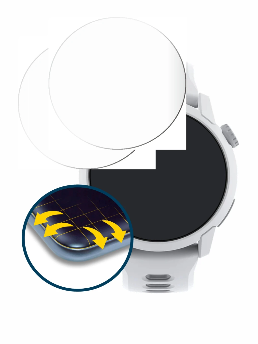 Immagine del dispositivo Coros Pace 4 con un'ampia varietà di protezioni per lo schermo.