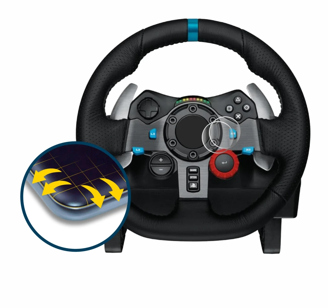 Immagine del dispositivo Logitech G29 Driving Force Gaming Volante da corsa con un'ampia varietà di protezioni per lo schermo.