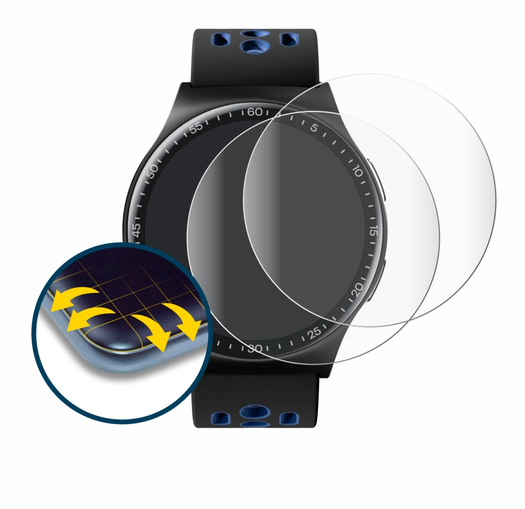 Immagine del dispositivo Reebok Pulse Smartwatch con un'ampia varietà di protezioni per lo schermo.
