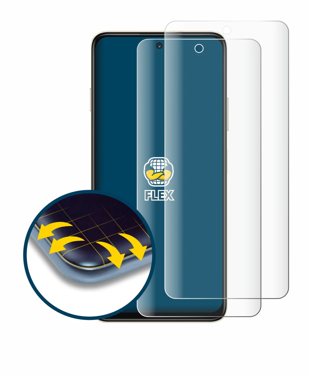 Immagine del dispositivo Huawei Enjoy 80 con un'ampia varietà di protezioni per lo schermo.