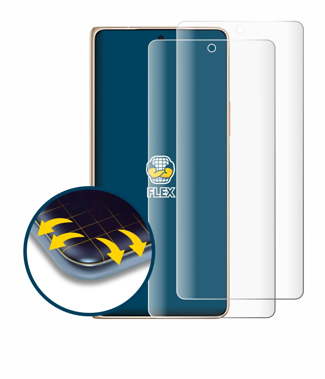 Immagine del dispositivo Honor Magic V6 con un'ampia varietà di protezioni per lo schermo.