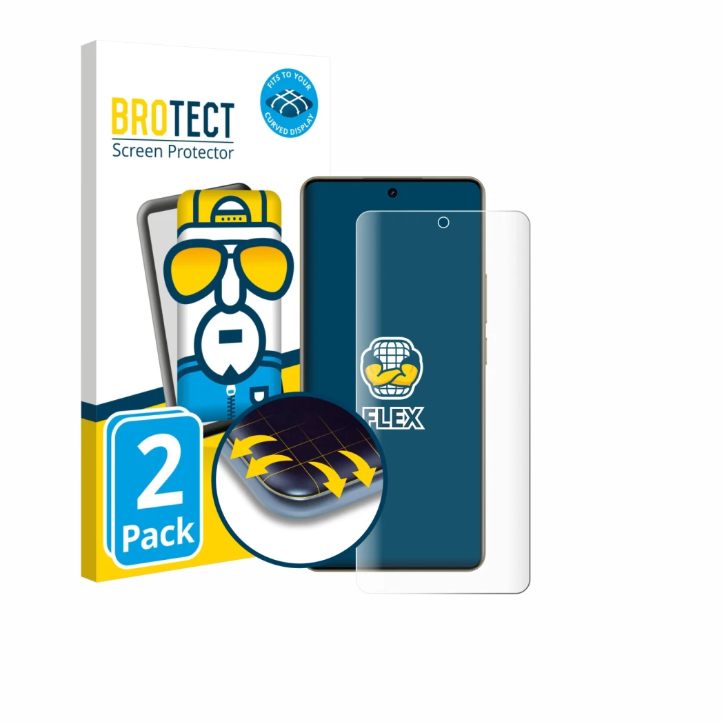 Parte frontale di una confezione del prodotto con il logo del marchio BROTECT. Accanto è raffigurato il dispositivo realme 16