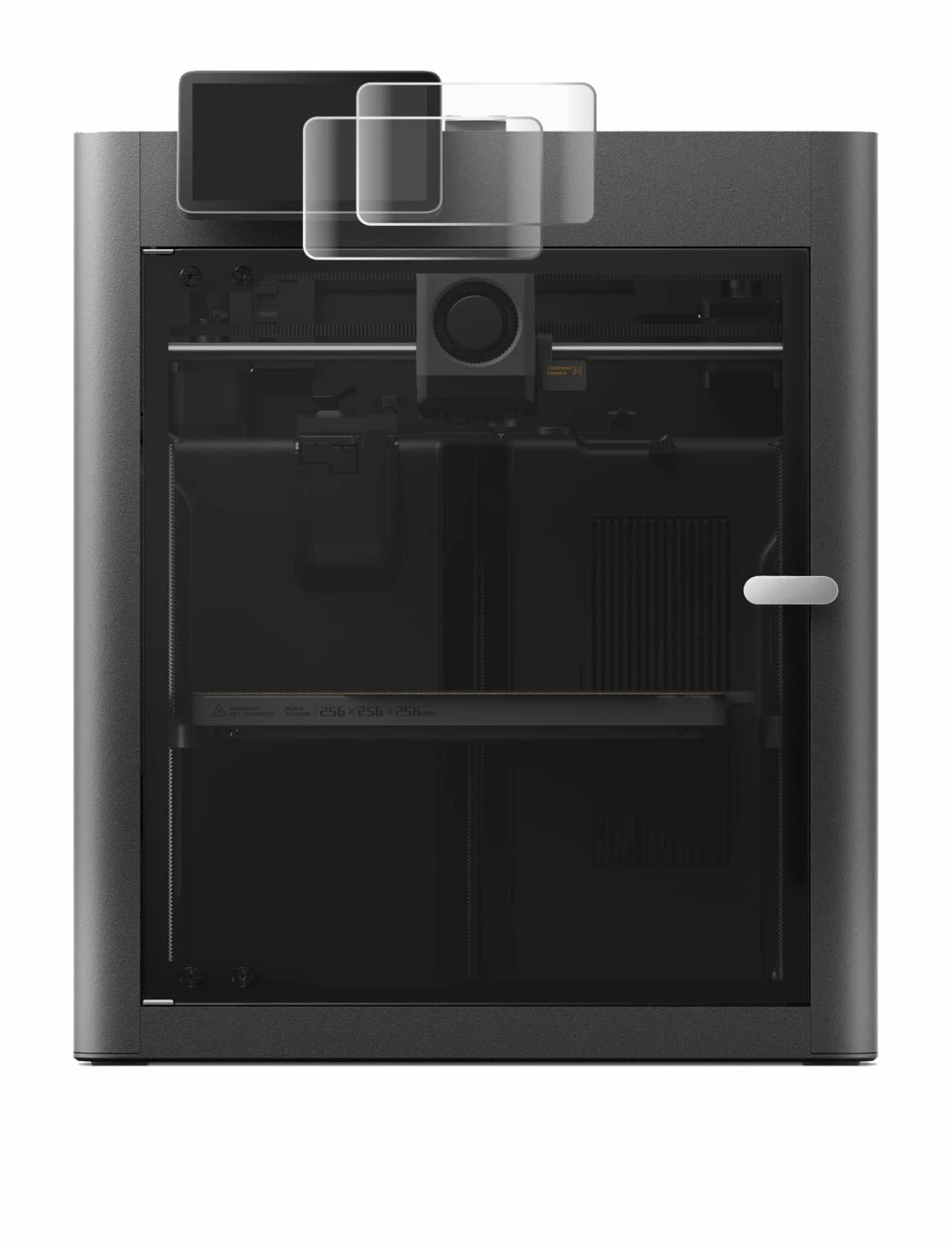 Immagine del dispositivo Bambu Lab X2D con un'ampia varietà di protezioni per lo schermo.