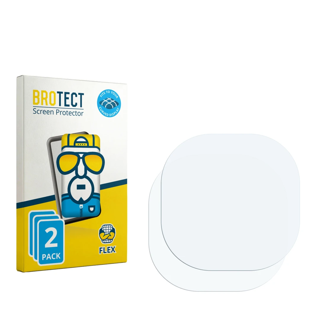 Parte frontale di una confezione del prodotto con il logo del marchio BROTECT. Accanto si trova la protezione per lo schermo c