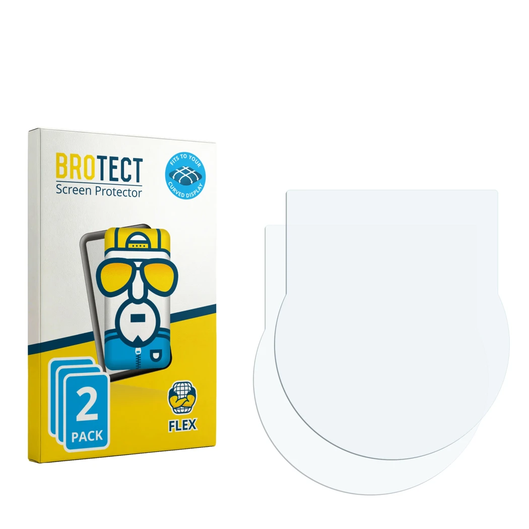 Parte frontale di una confezione del prodotto con il logo del marchio BROTECT. Accanto si trova la protezione per lo schermo c