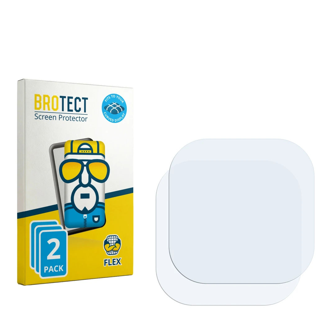 Parte frontale di una confezione del prodotto con il logo del marchio BROTECT. Accanto si trova la protezione per lo schermo c