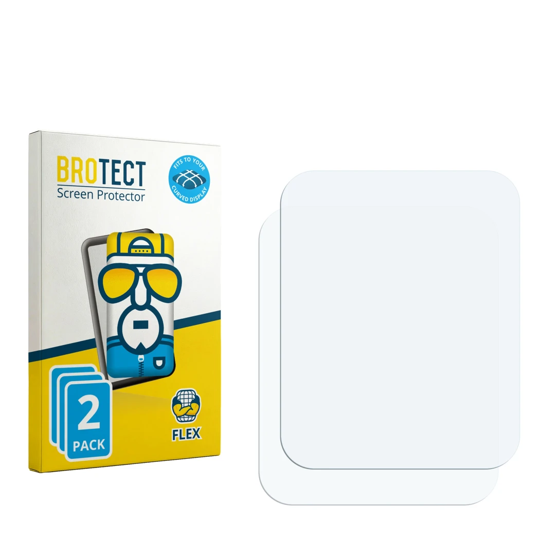 Parte frontale di una confezione del prodotto con il logo del marchio BROTECT. Accanto si trova la protezione per lo schermo c