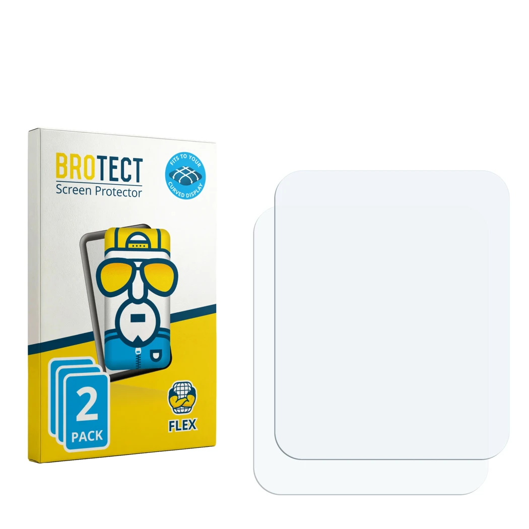 Parte frontale di una confezione del prodotto con il logo del marchio BROTECT. Accanto si trova la protezione per lo schermo c