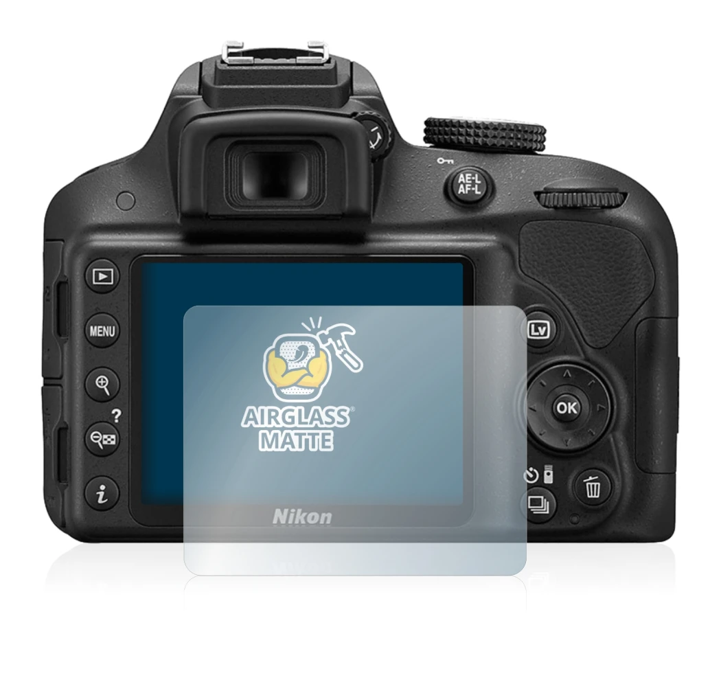 Immagine del dispositivo Nikon D3300 con un'ampia varietà di protezioni per lo schermo.