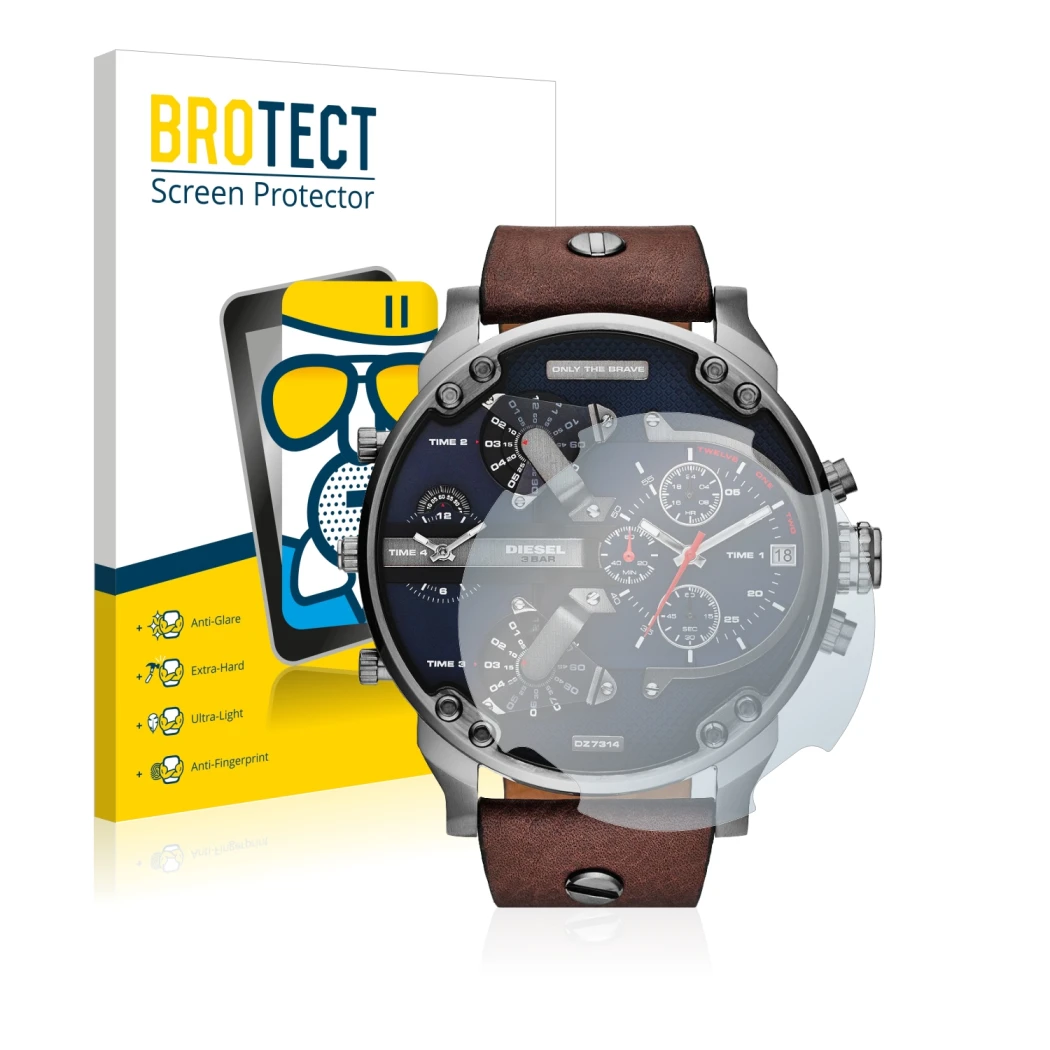 Parte frontale di una confezione del prodotto con il logo del marchio BROTECT. Accanto è raffigurato il dispositivo Diesel DZ7