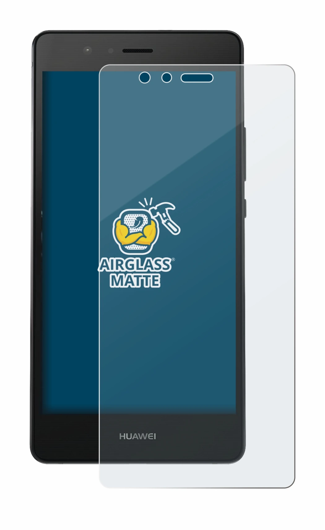 Immagine del dispositivo Huawei P9 con un'ampia varietà di protezioni per lo schermo.