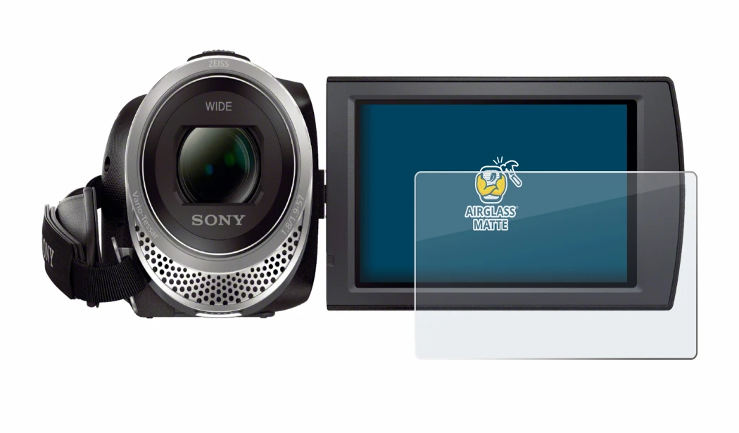 Immagine del dispositivo Sony FDR-AX53 con un'ampia varietà di protezioni per lo schermo.