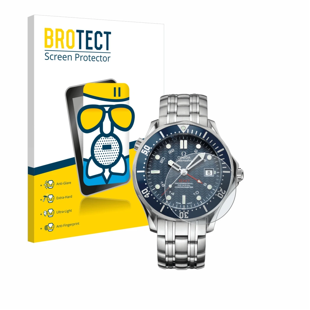 Parte frontale di una confezione del prodotto con il logo del marchio BROTECT. Accanto è raffigurato il dispositivo Omega Seam