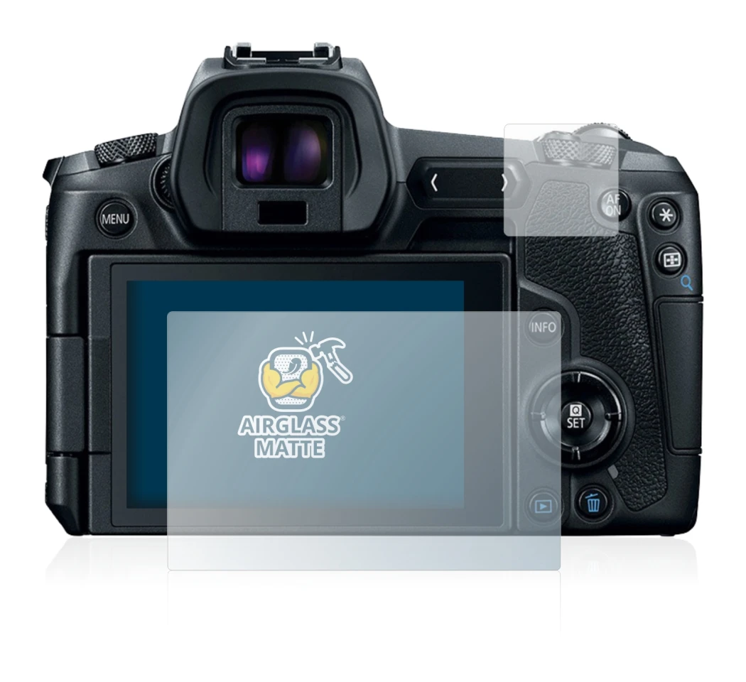 Immagine del dispositivo Canon EOS R con un'ampia varietà di protezioni per lo schermo.