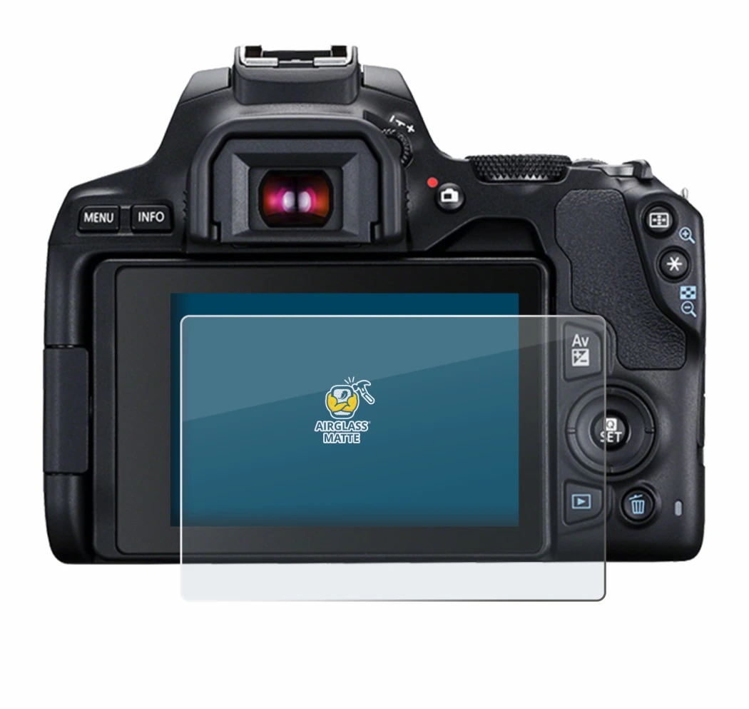 Immagine del dispositivo Canon EOS 250D con un'ampia varietà di protezioni per lo schermo.