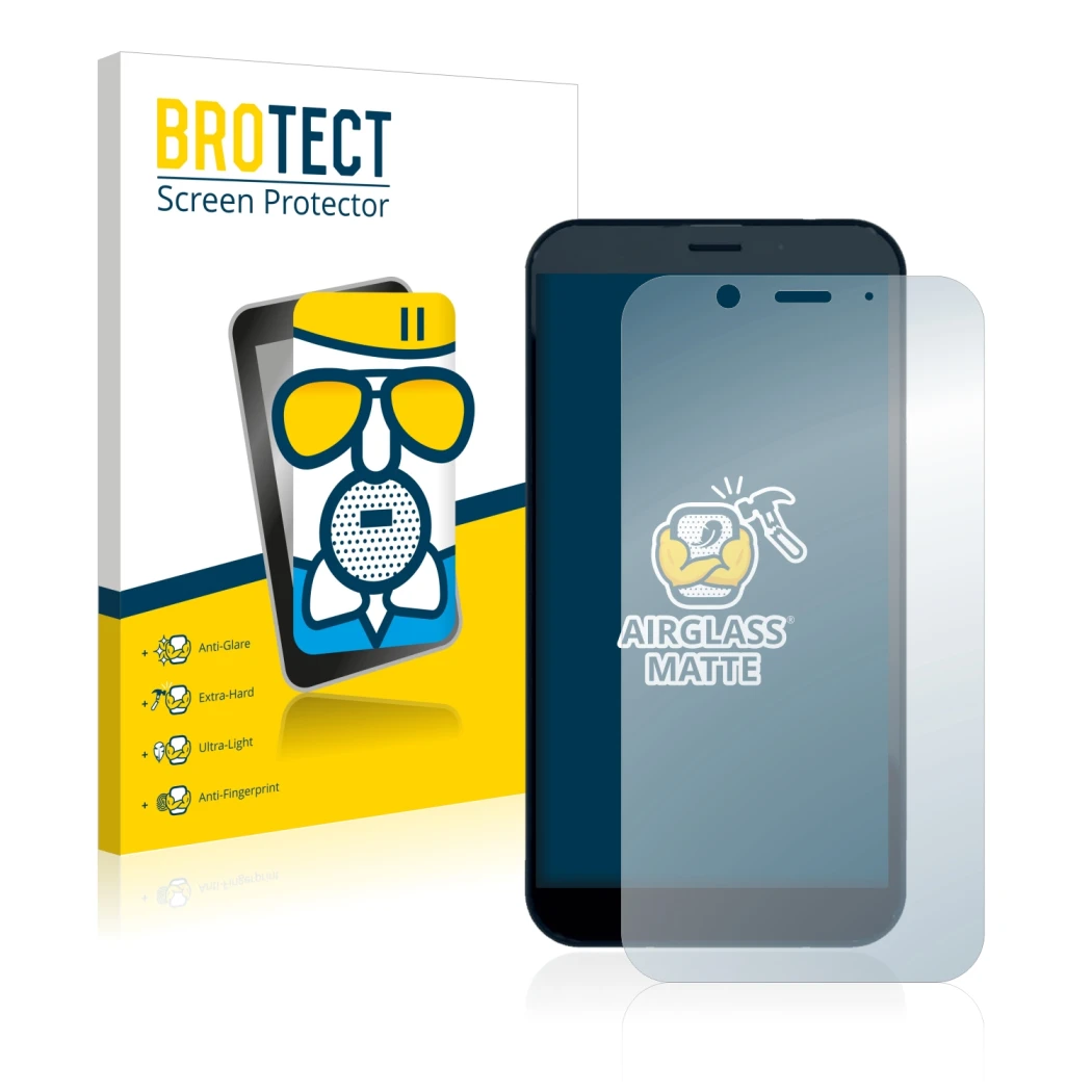 Parte frontale di una confezione del prodotto con il logo del marchio BROTECT. Accanto è raffigurato il dispositivo Shiftphone